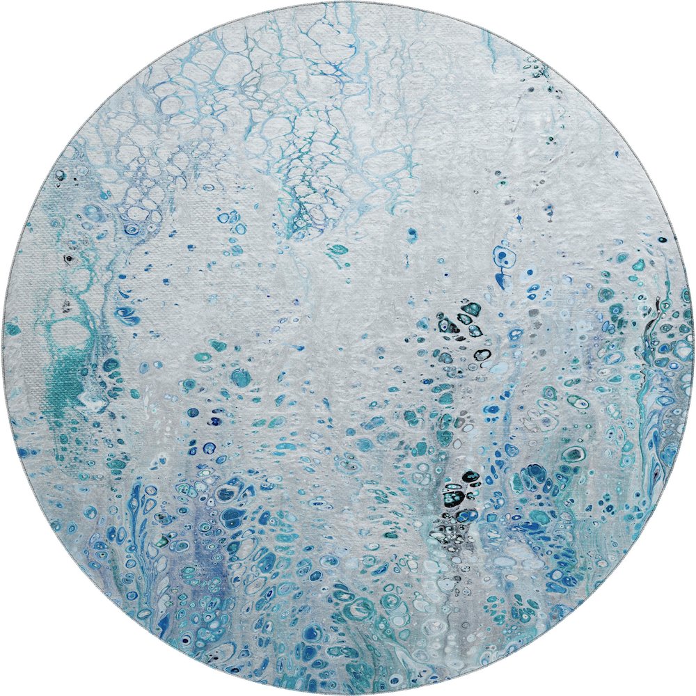 Premium Machine Washable Mayfield  Shoreline 8' x 8' Round Rug. Picture 1
