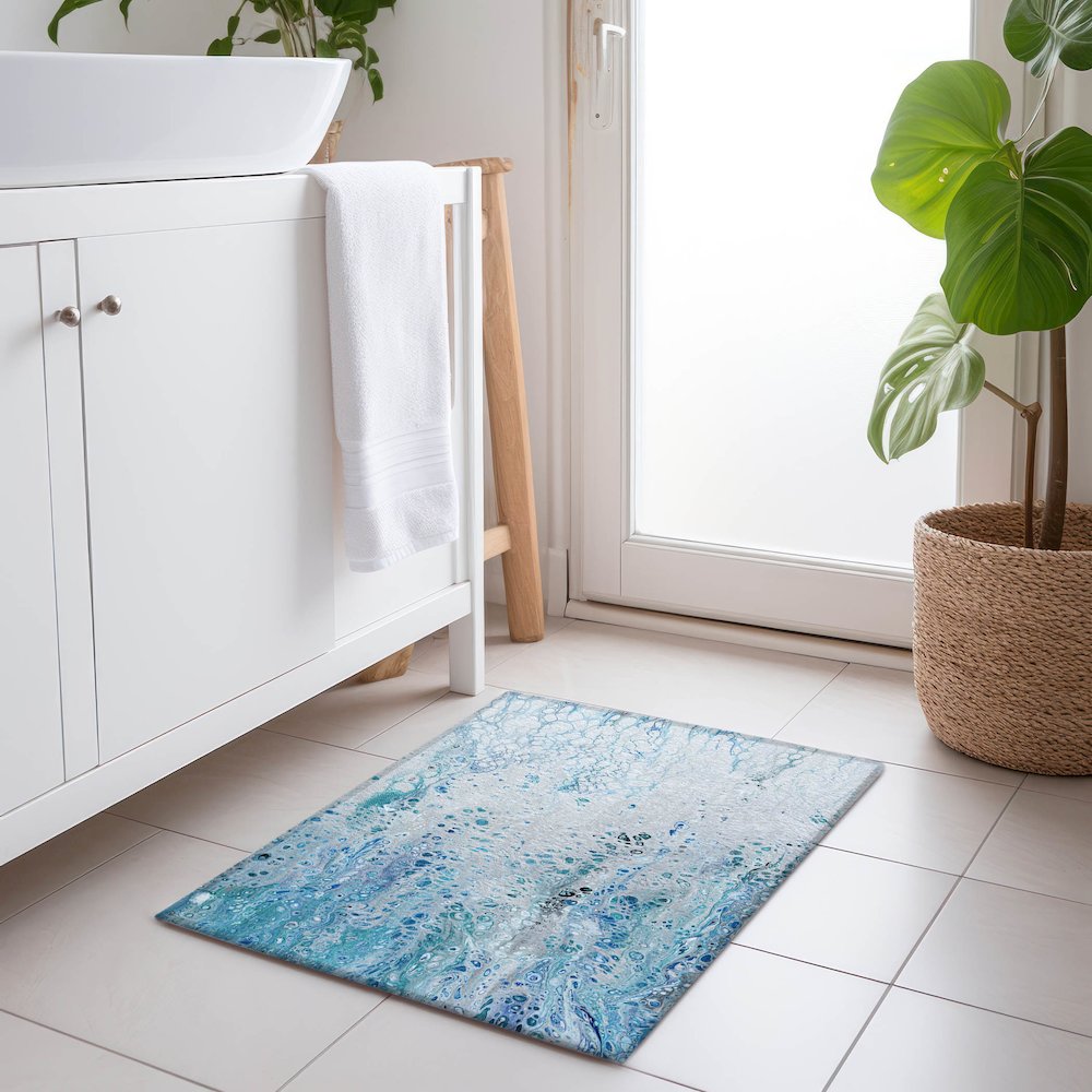 Premium Machine Washable Mayfield  Shoreline 1'8" x 2'6" Rug. Picture 5