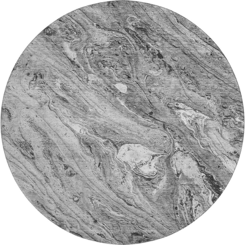 Premium Machine Washable Mayfield  Gray 8' x 8' Round Rug. Picture 1