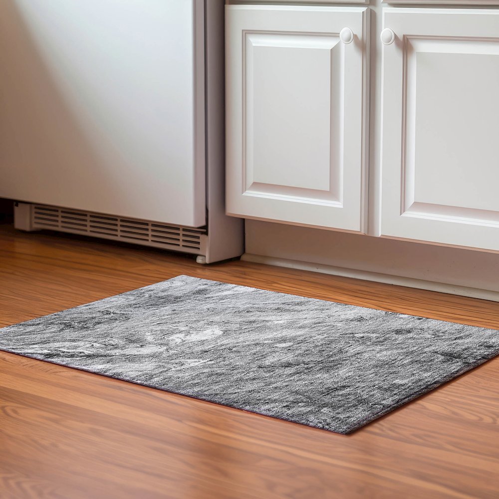 Premium Machine Washable Mayfield  Gray 1'8" x 2'6" Rug. Picture 5