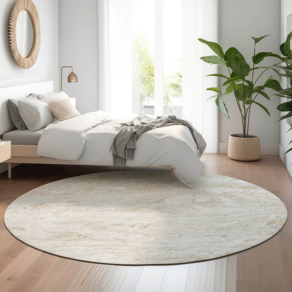 Premium Machine Washable Mayfield  Ivory 8' x 8' Round Rug. Picture 5