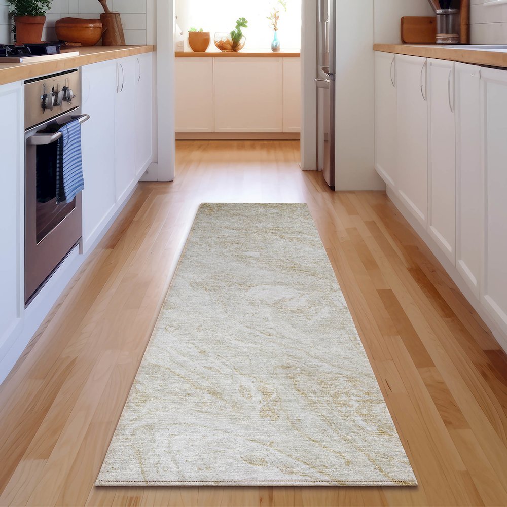 Premium Machine Washable Mayfield  Ivory 2'3" x 7'6" Runner Rug. Picture 5