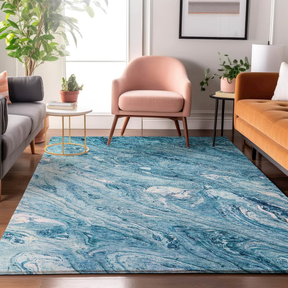 Premium Machine Washable Mayfield  Sky 2'6" x 3'10" Rug. Picture 5