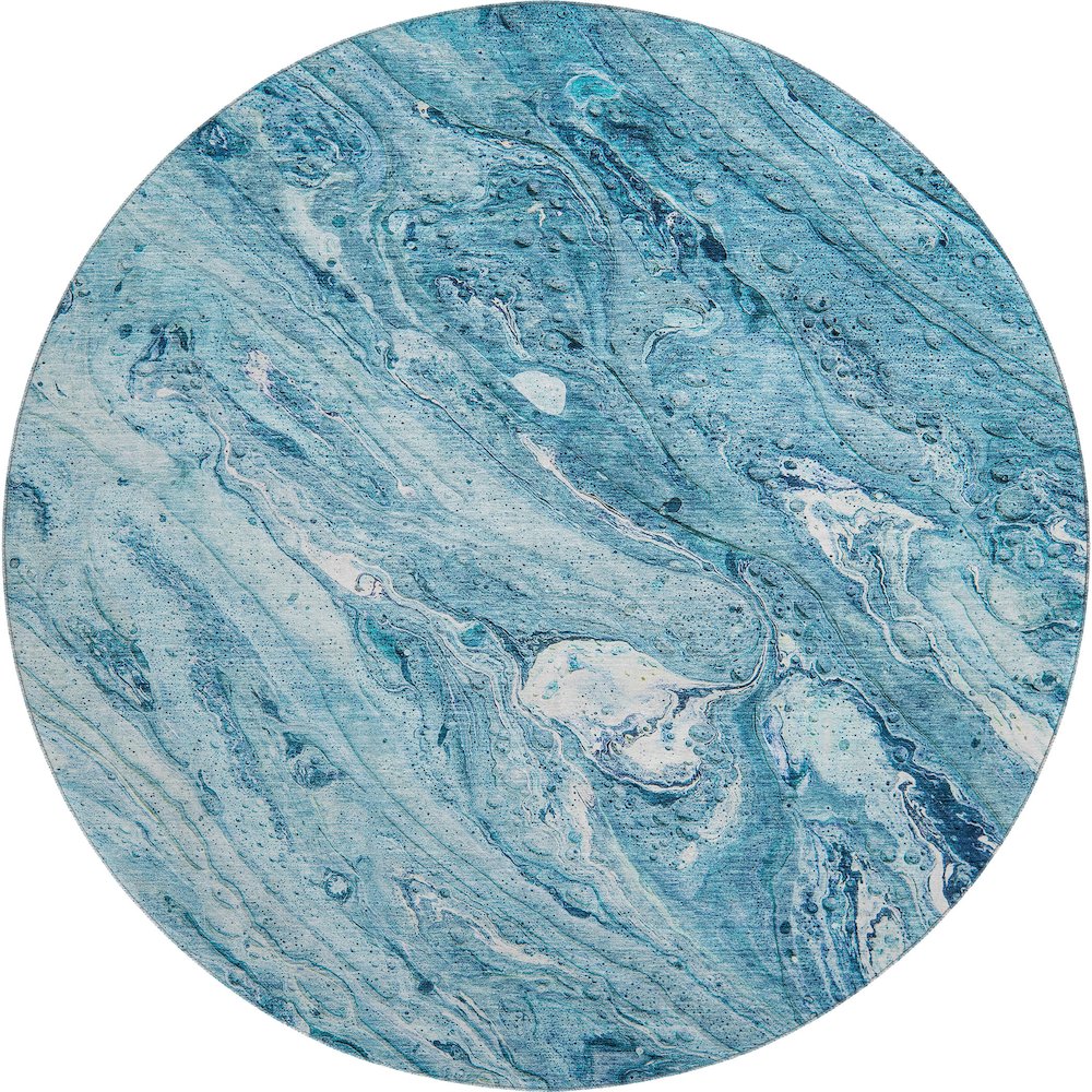 Premium Machine Washable Mayfield  Sky 8' x 8' Round Rug. Picture 1
