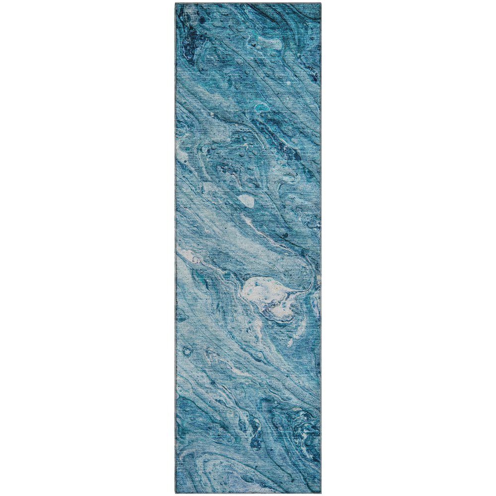 Premium Machine Washable Mayfield  Sky 2'3" x 7'6" Runner Rug. Picture 1