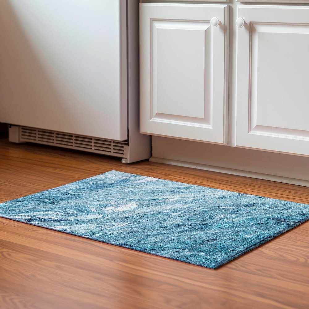 Premium Machine Washable Mayfield  Sky 1'8" x 2'6" Rug. Picture 5