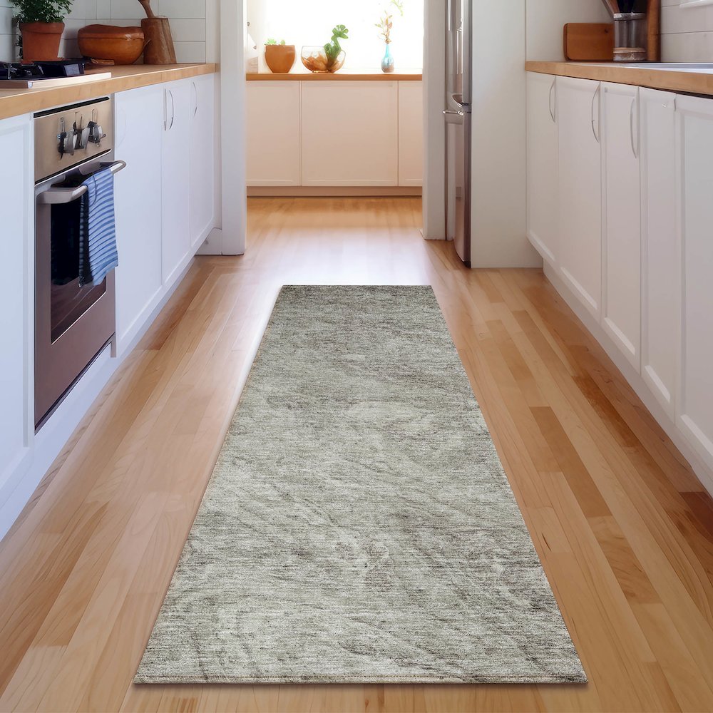 Premium Machine Washable Mayfield  Taupe 2'3" x 7'6" Runner Rug. Picture 5