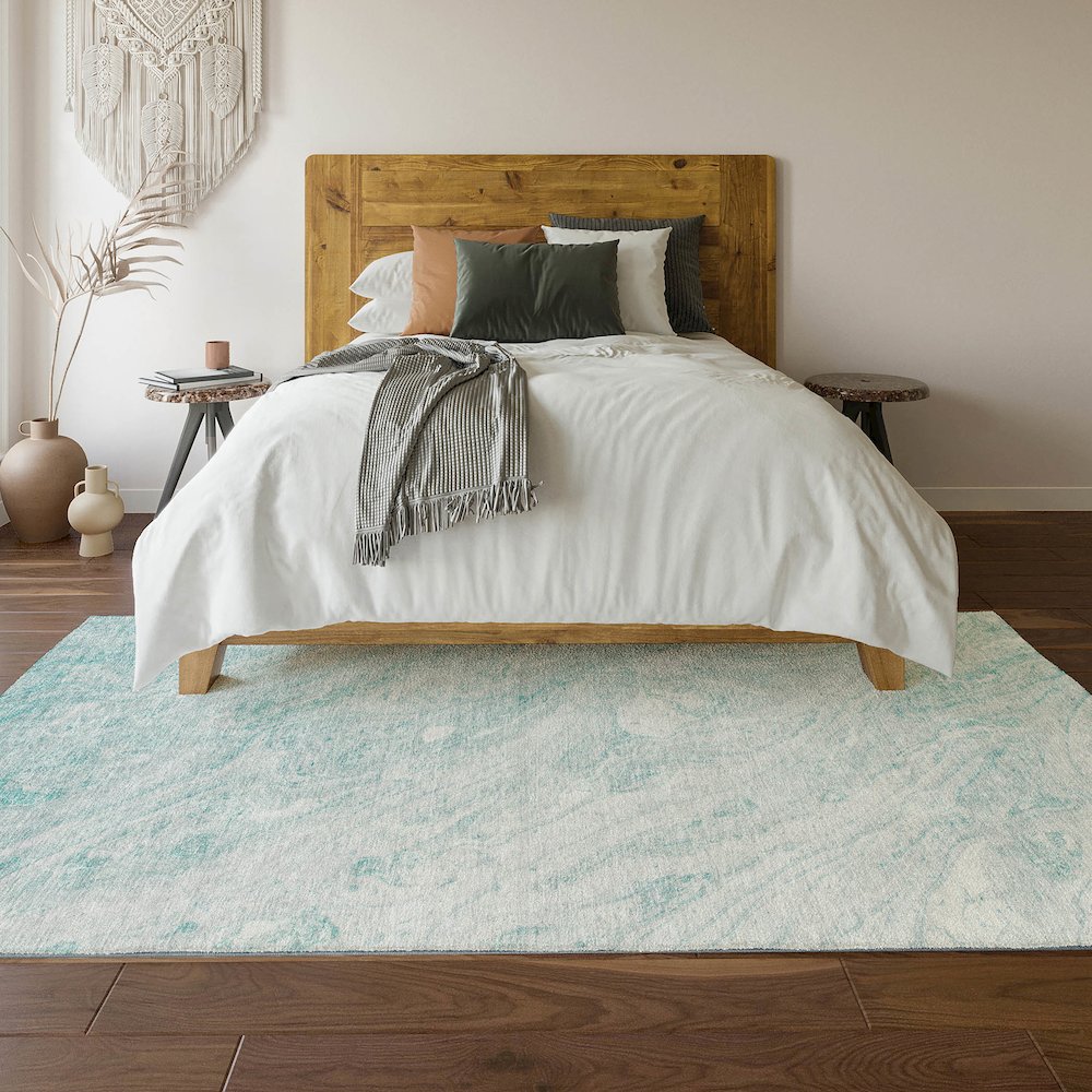 Premium Machine Washable Mayfield  Teal 2'6" x 3'10" Rug. Picture 6