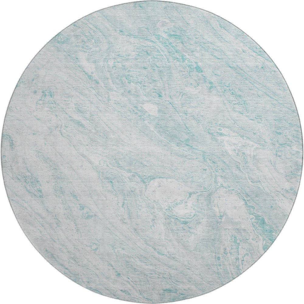 Premium Machine Washable Mayfield  Teal 8' x 8' Round Rug. Picture 1