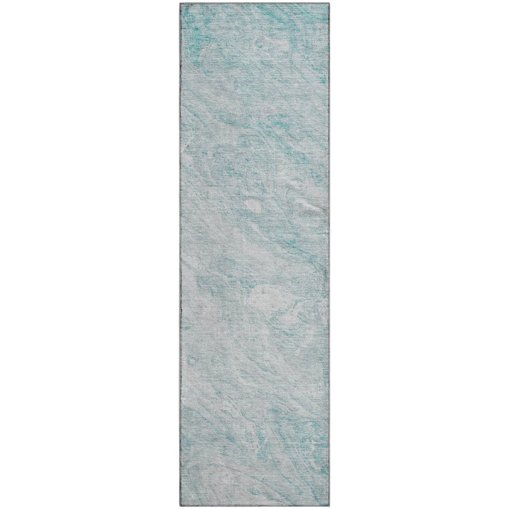 Premium Machine Washable Mayfield  Teal 2'3" x 7'6" Runner Rug. Picture 1