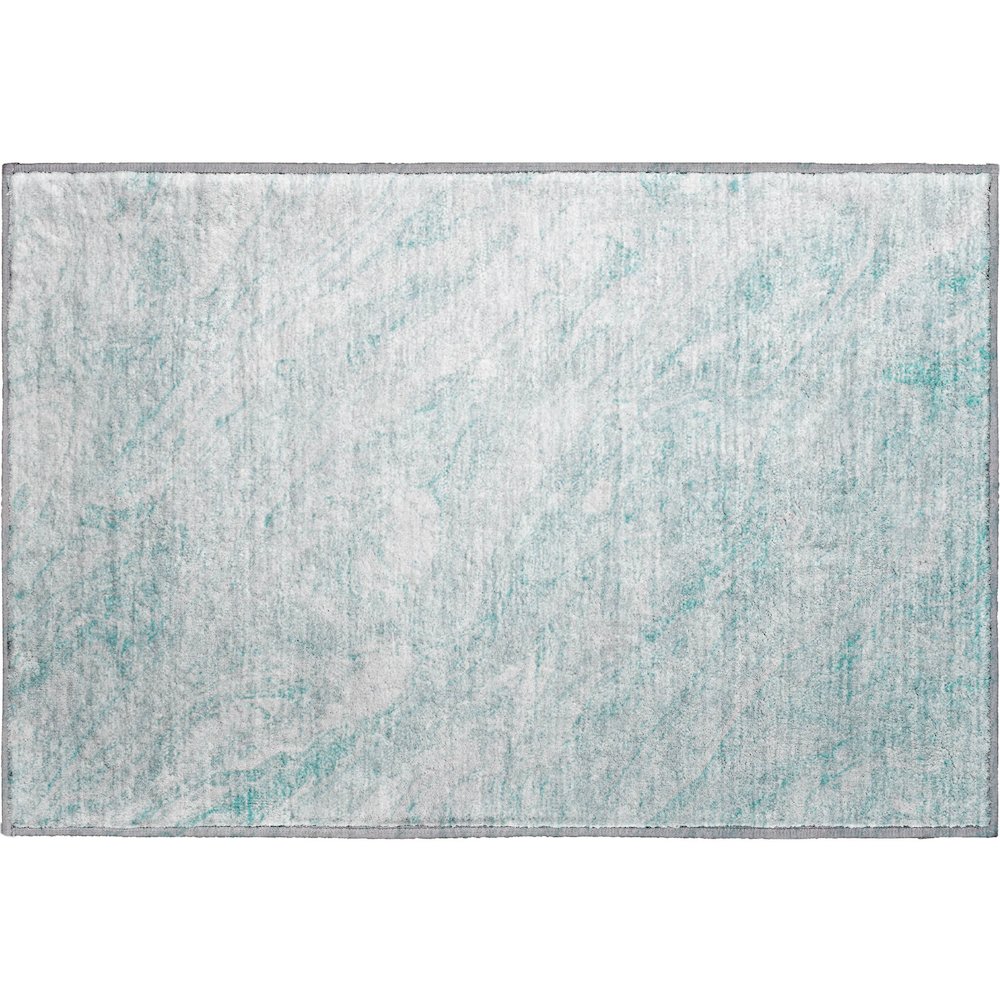 Premium Machine Washable Mayfield  Teal 1'8" x 2'6" Rug. Picture 1