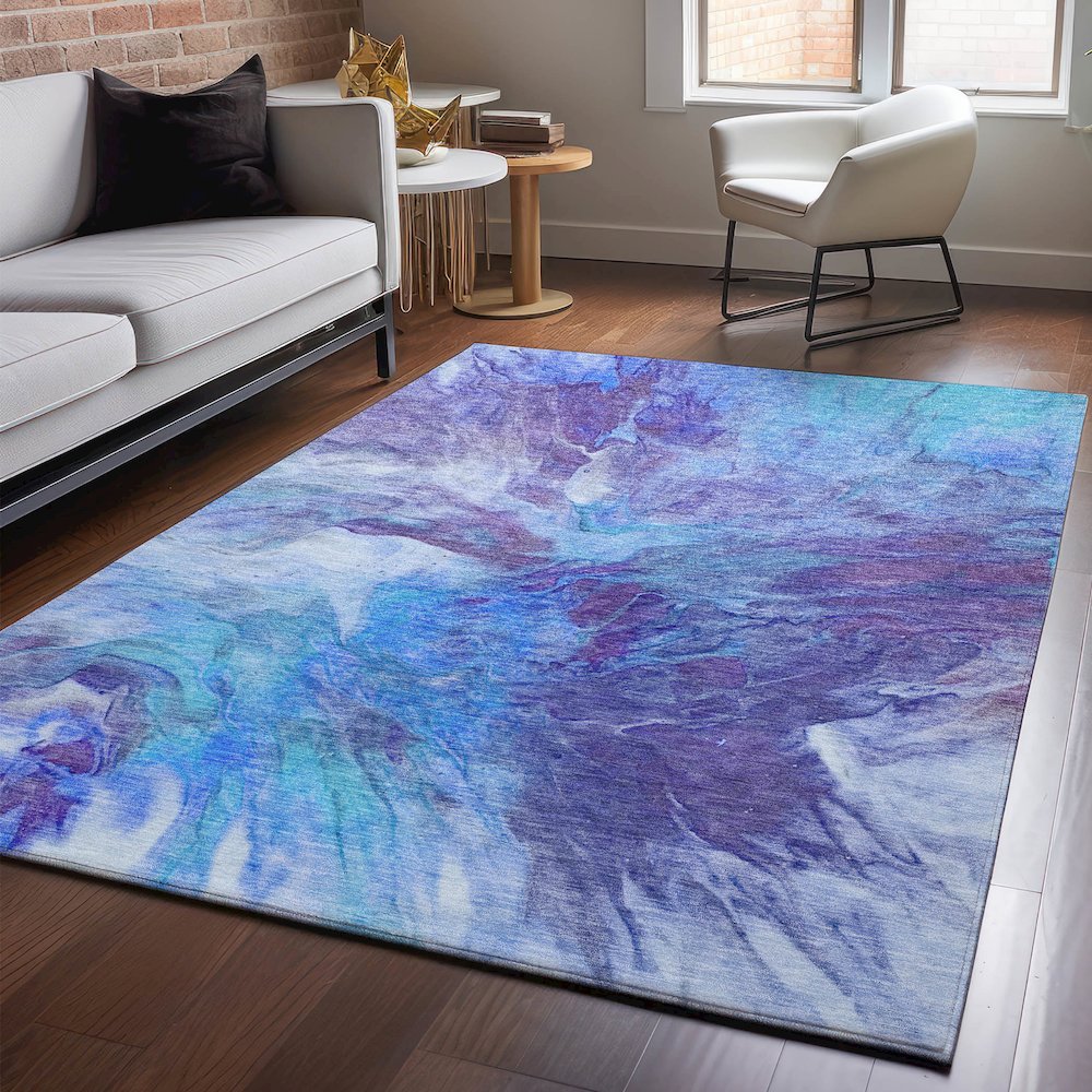 Premium Machine Washable Mayfield  Blue 2'6" x 3'10" Rug. Picture 5