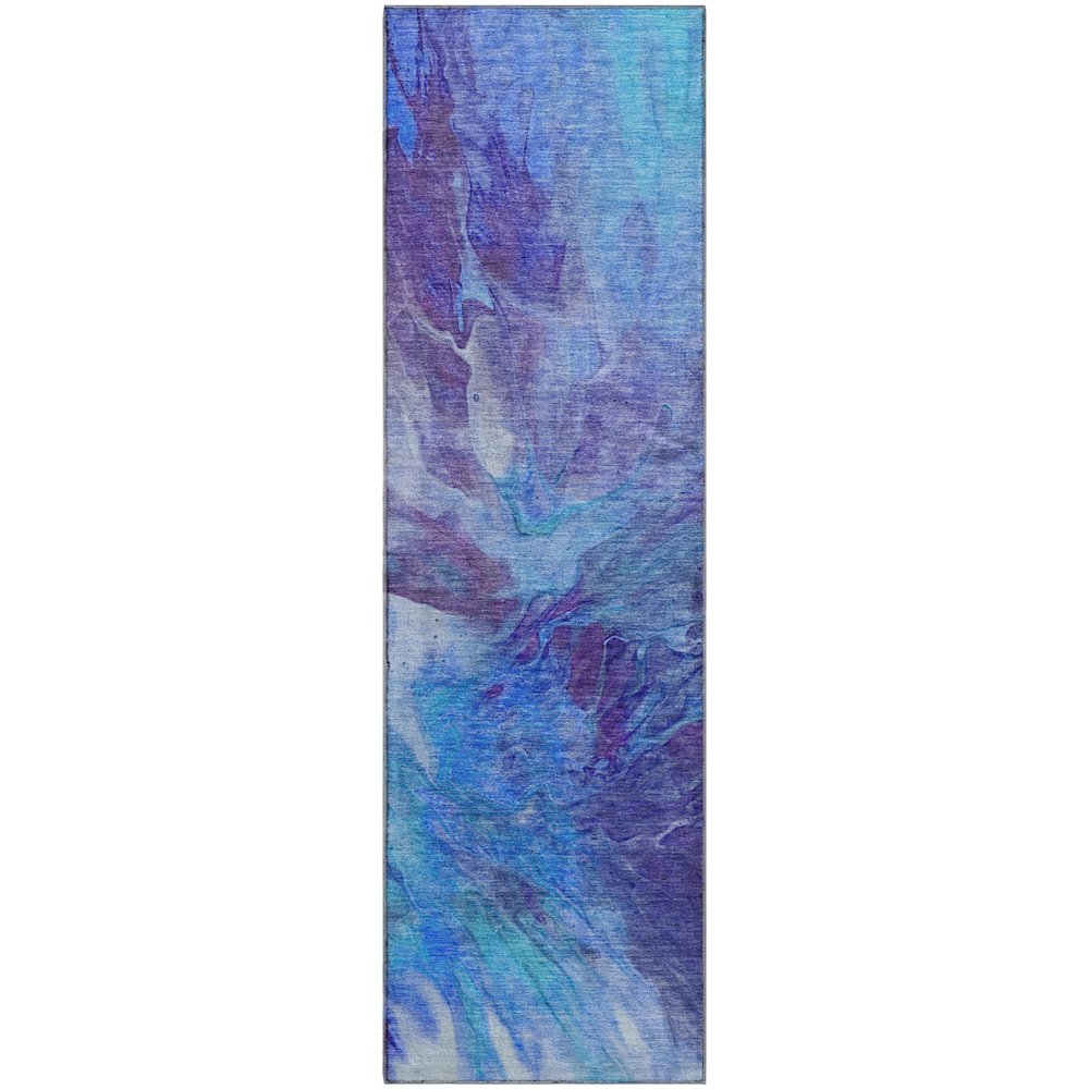 Premium Machine Washable Mayfield  Blue 2'3" x 7'6" Runner Rug. Picture 1