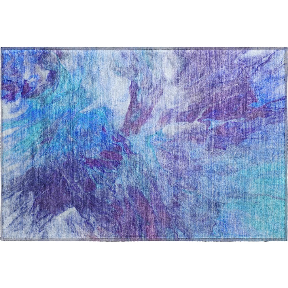 Premium Machine Washable Mayfield  Blue 1'8" x 2'6" Rug. Picture 1