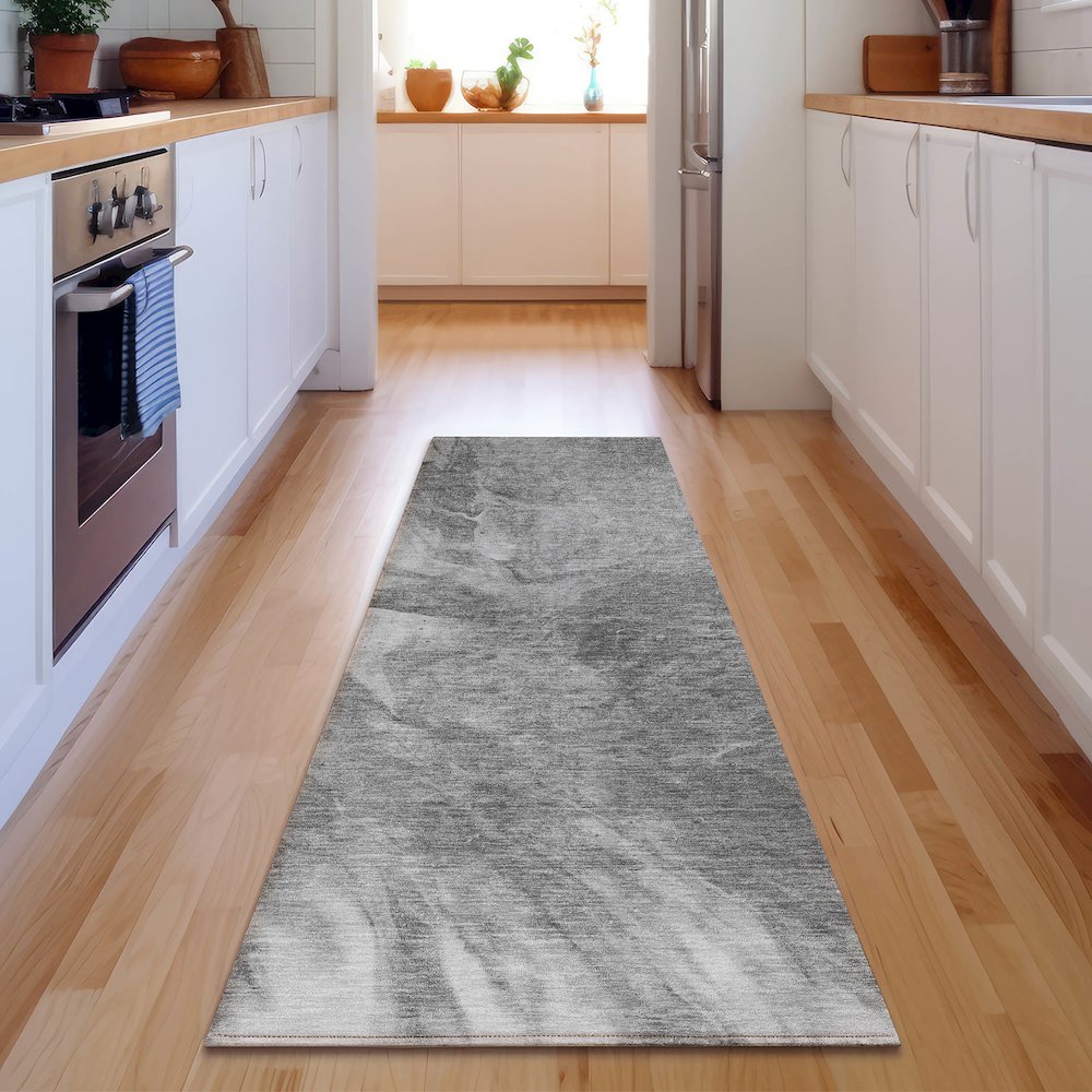 Premium Machine Washable Mayfield  Gray 2'3" x 7'6" Runner Rug. Picture 5