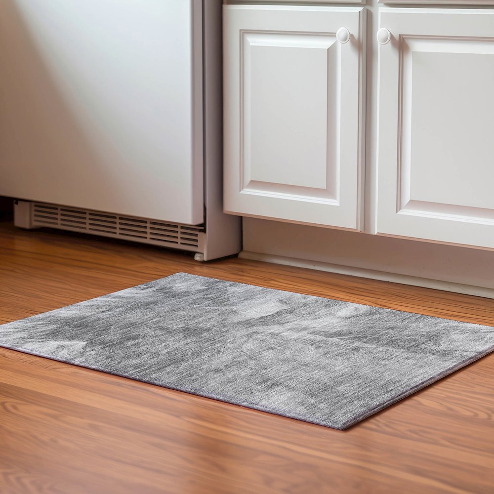 Premium Machine Washable Mayfield  Gray 1'8" x 2'6" Rug. Picture 5