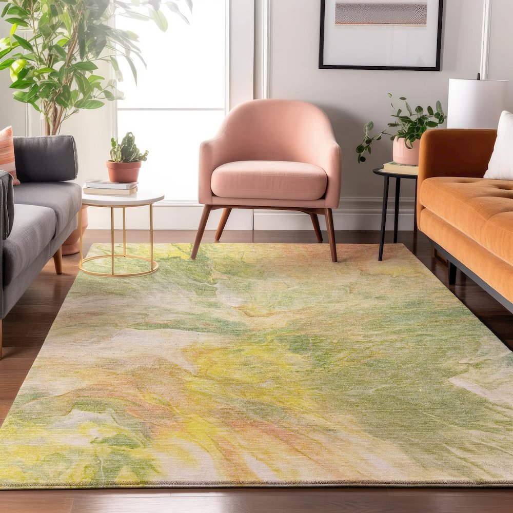 Premium Machine Washable Mayfield  Green 2'6" x 3'10" Rug. Picture 5
