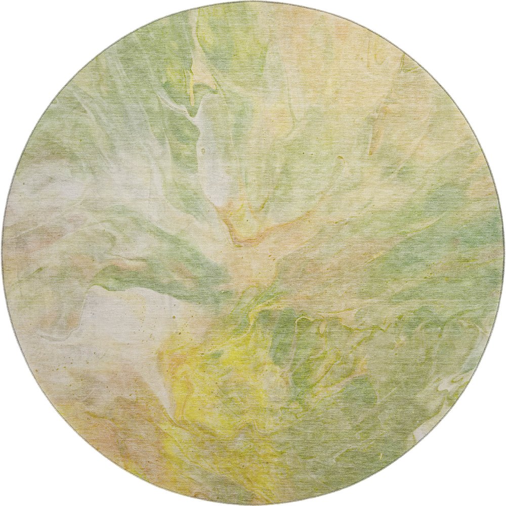 Premium Machine Washable Mayfield  Green 8' x 8' Round Rug. Picture 1