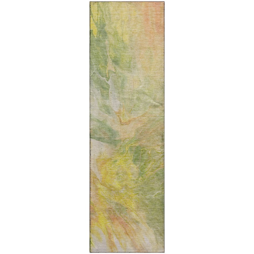 Premium Machine Washable Mayfield  Green 2'3" x 7'6" Runner Rug. Picture 1