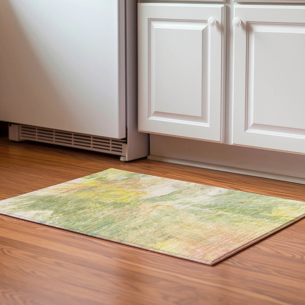 Premium Machine Washable Mayfield  Green 1'8" x 2'6" Rug. Picture 5