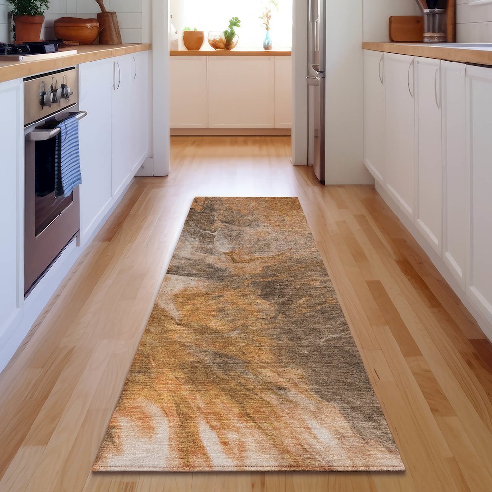 Premium Machine Washable Mayfield  Paprika 2'3" x 7'6" Runner Rug. Picture 5