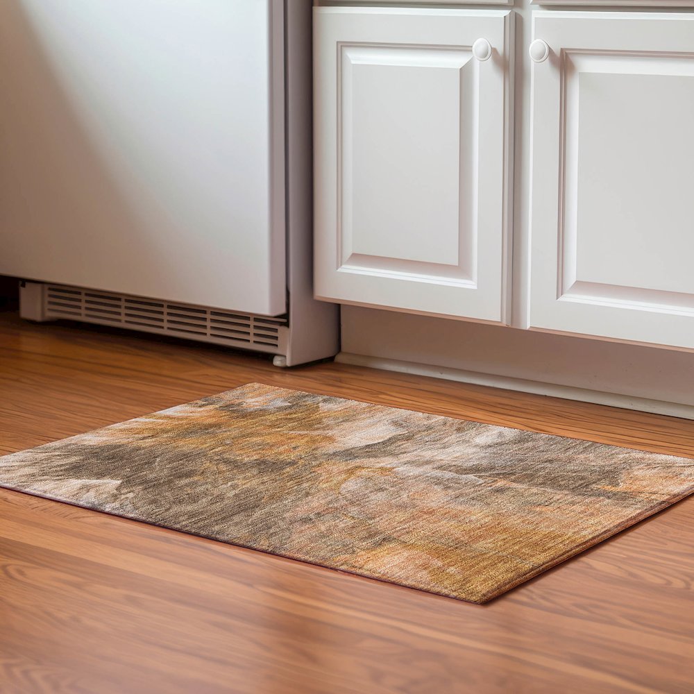 Premium Machine Washable Mayfield  Paprika 1'8" x 2'6" Rug. Picture 5