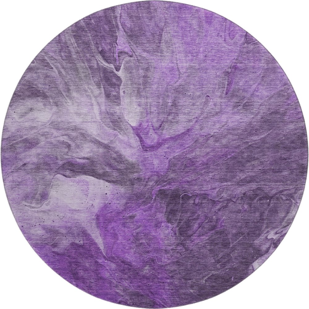 Premium Machine Washable Mayfield  Purple 8' x 8' Round Rug. Picture 1