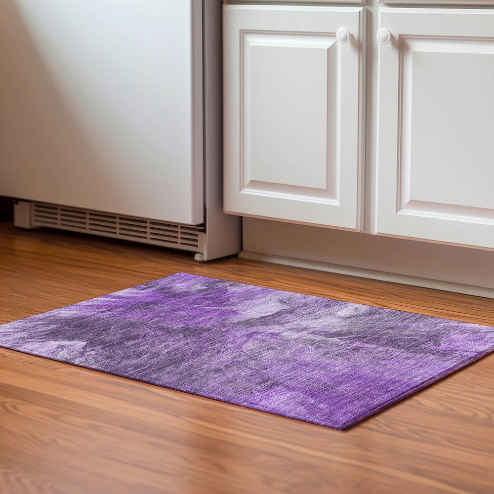 Premium Machine Washable Mayfield  Purple 1'8" x 2'6" Rug. Picture 5