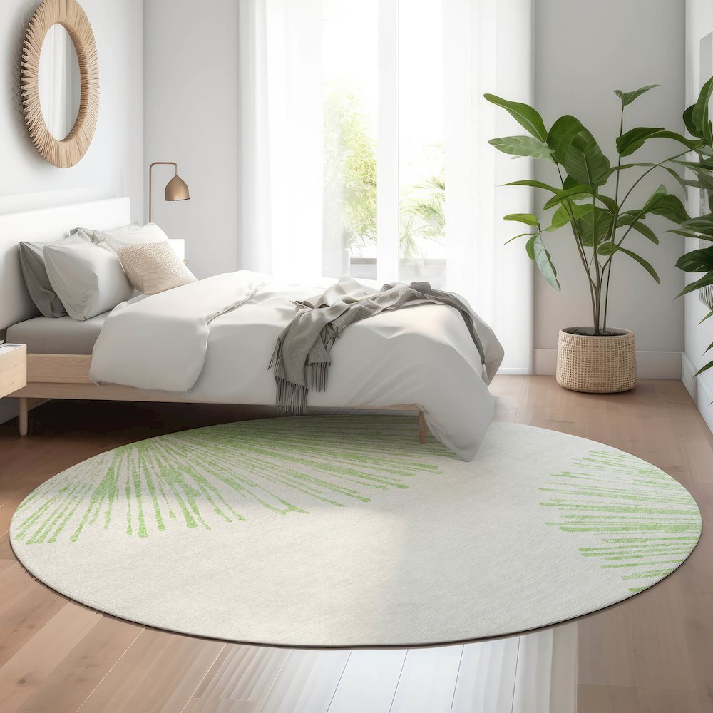 Premium Machine Washable Mayfield  Aloe 8' x 8' Round Rug. Picture 5