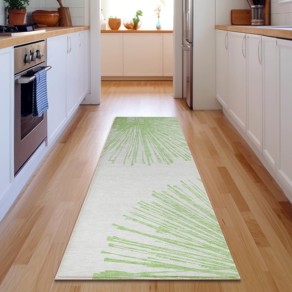 Premium Machine Washable Mayfield  Aloe 2'3" x 7'6" Runner Rug. Picture 5