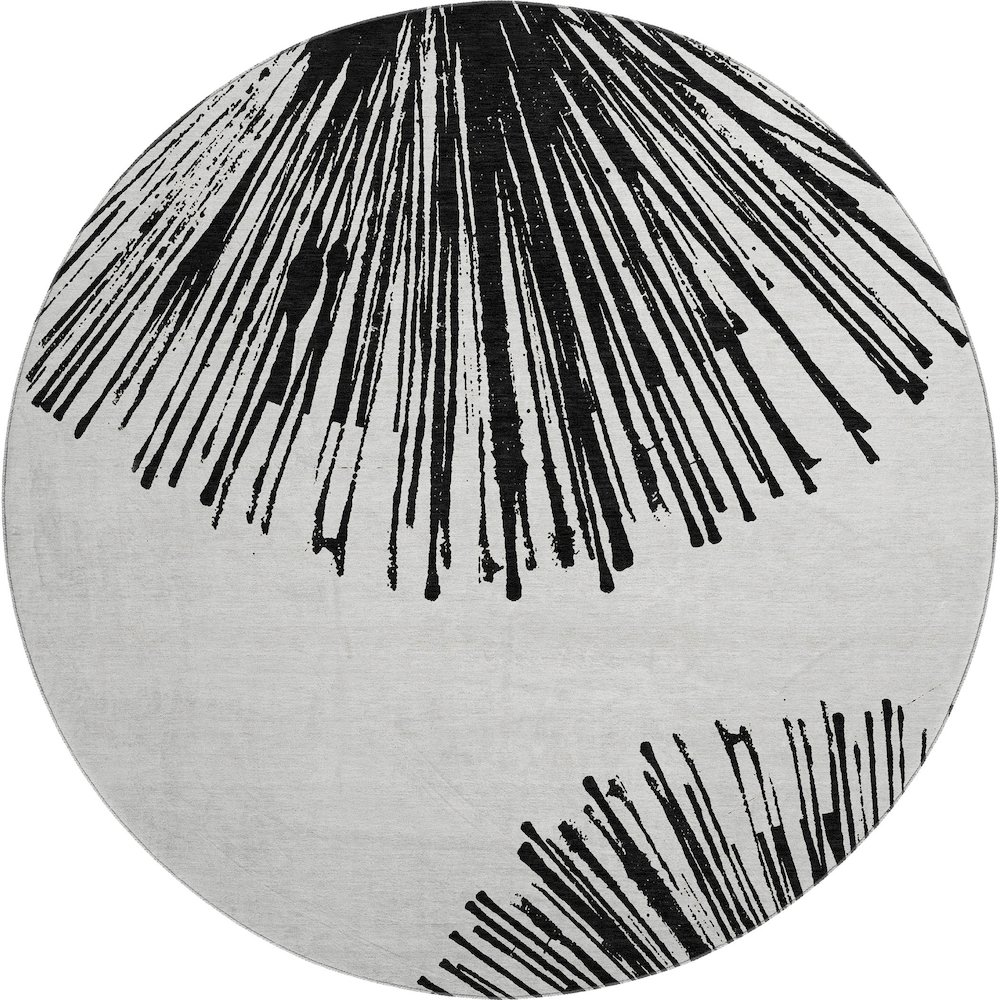Premium Machine Washable Mayfield  Black 8' x 8' Round Rug. Picture 1