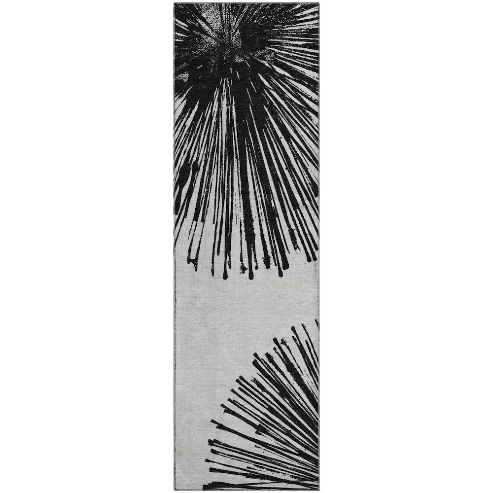 Premium Machine Washable Mayfield  Black 2'3" x 7'6" Runner Rug. Picture 1