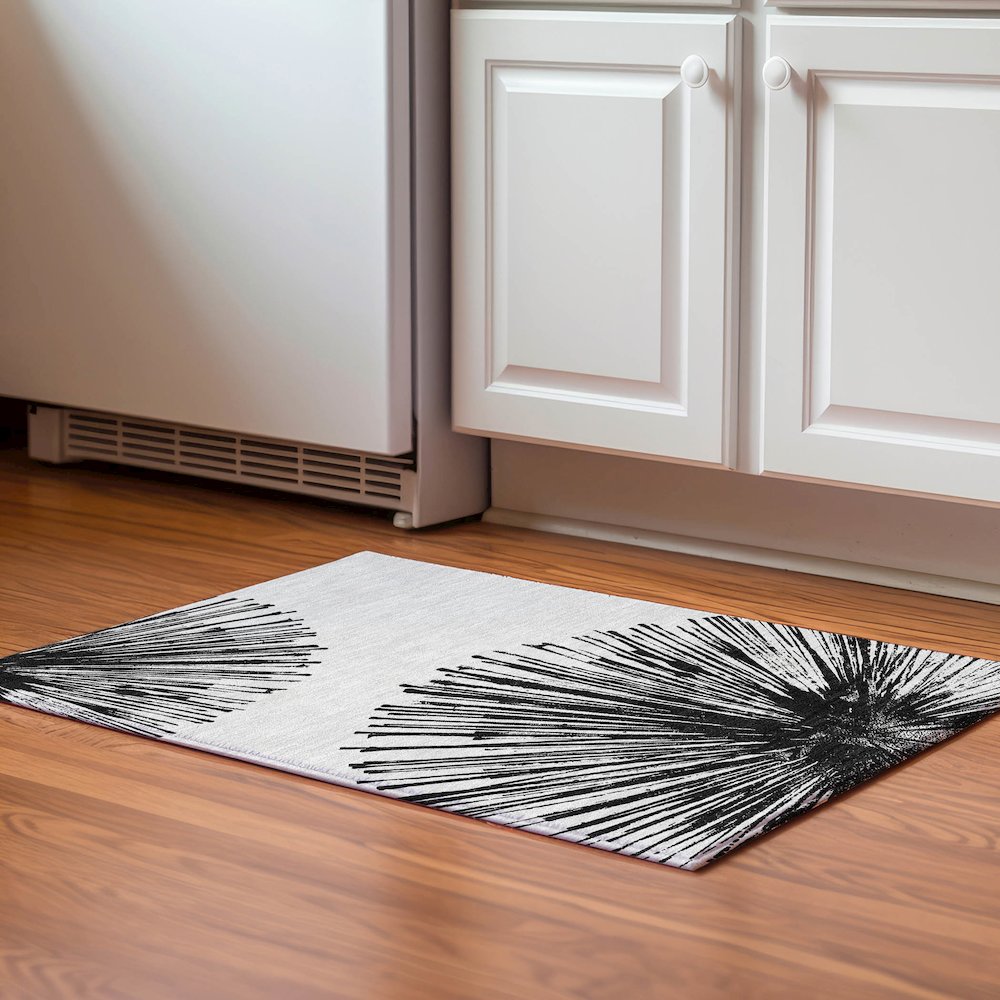 Premium Machine Washable Mayfield  Black 1'8" x 2'6" Rug. Picture 5