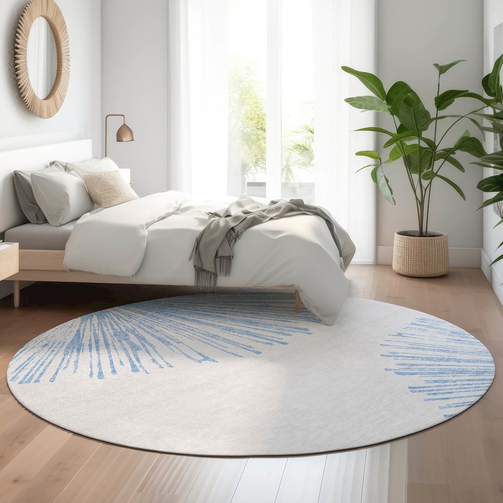 Premium Machine Washable Mayfield  Denim 8' x 8' Round Rug. Picture 5