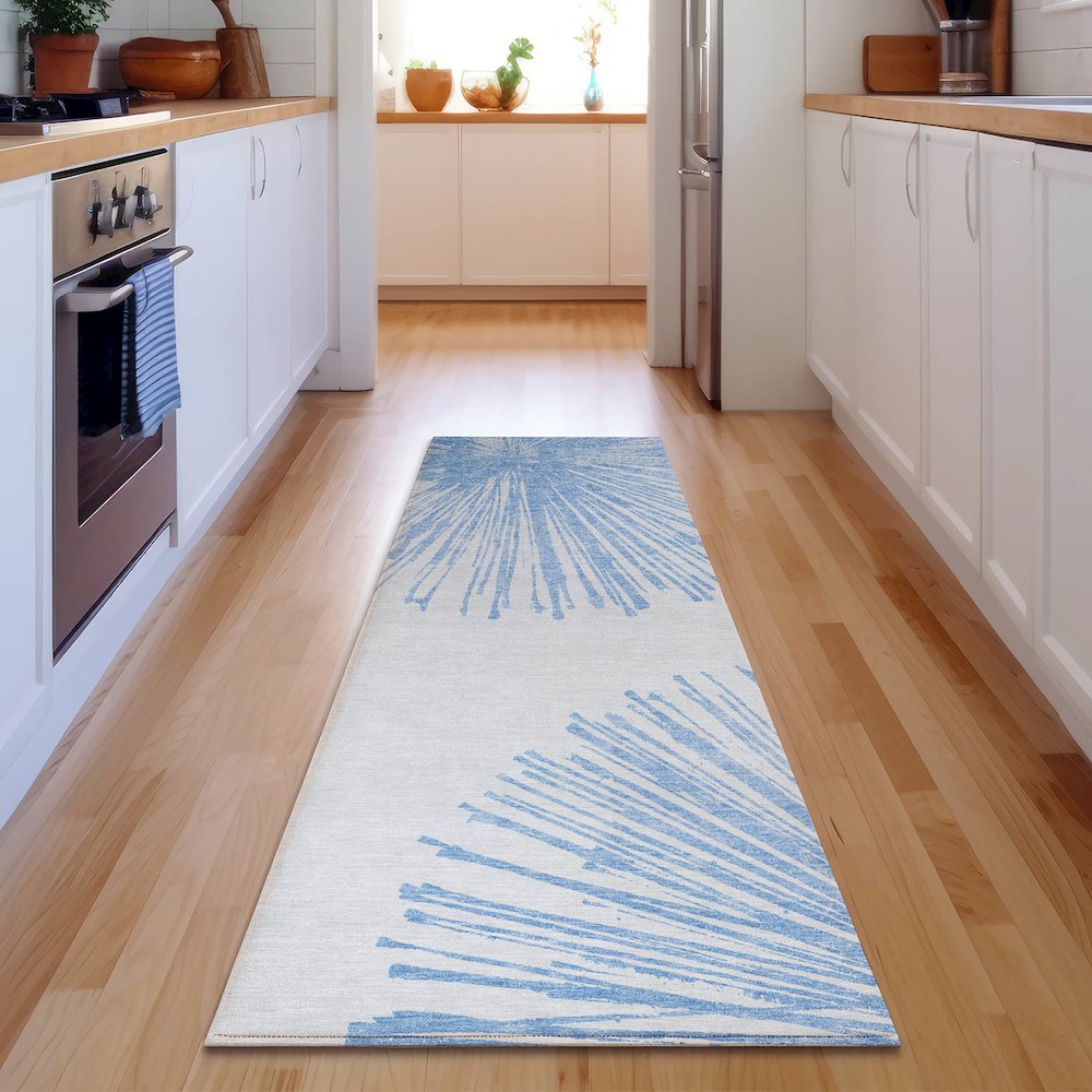 Premium Machine Washable Mayfield  Denim 2'3" x 7'6" Runner Rug. Picture 5