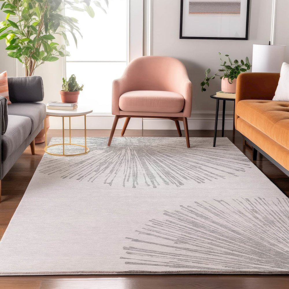 Premium Machine Washable Mayfield  Gray 2'6" x 3'10" Rug. Picture 5