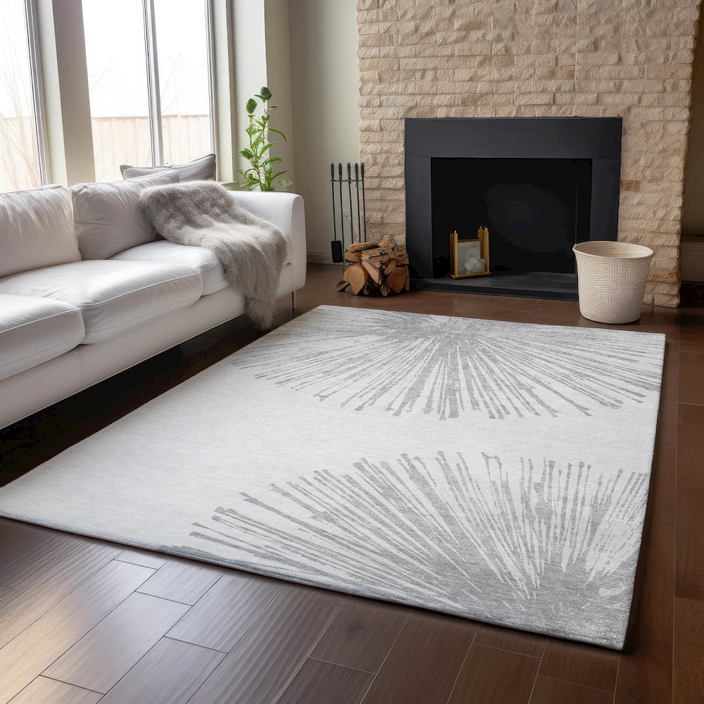 Premium Machine Washable Mayfield  Gray 2'6" x 3'10" Rug. Picture 6