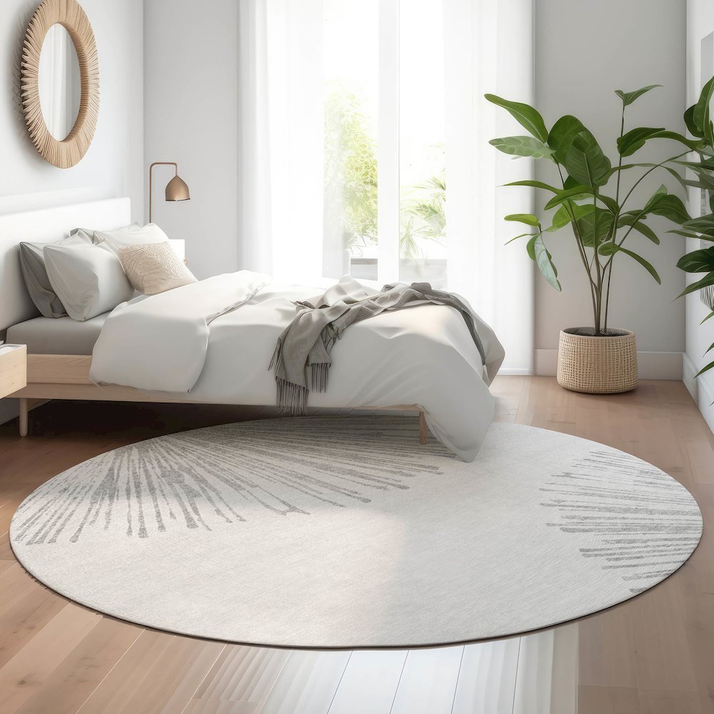 Premium Machine Washable Mayfield  Gray 8' x 8' Round Rug. Picture 5