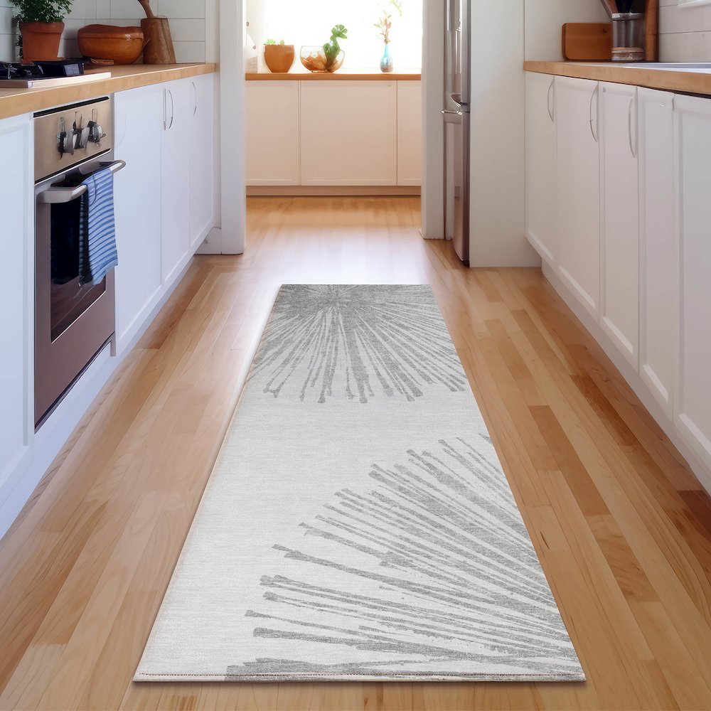 Premium Machine Washable Mayfield  Gray 2'3" x 7'6" Runner Rug. Picture 5