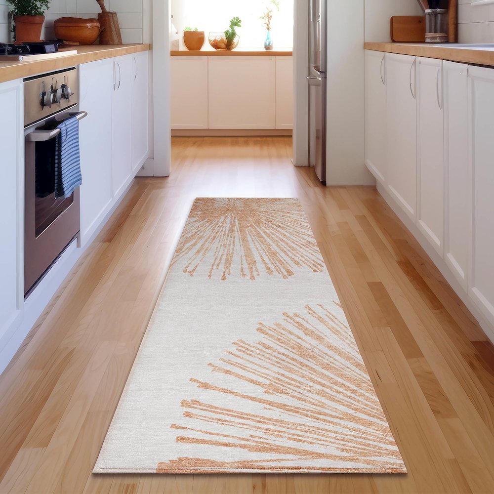 Premium Machine Washable Mayfield  Salmon 2'3" x 7'6" Runner Rug. Picture 5