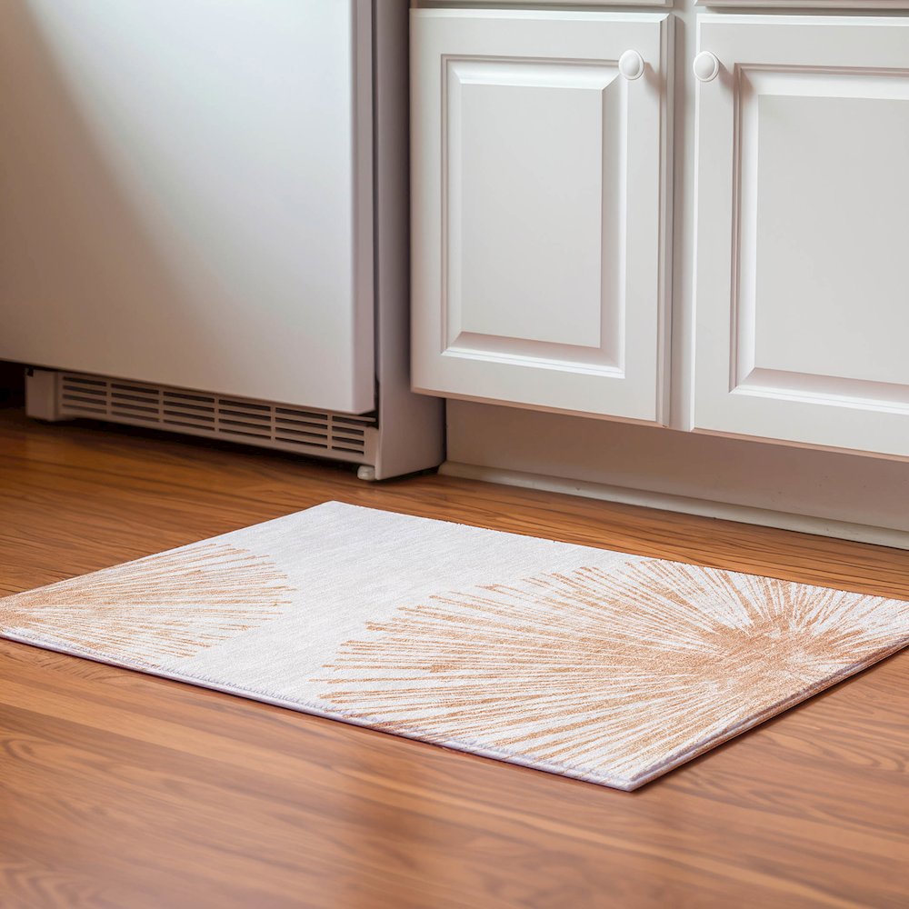 Premium Machine Washable Mayfield  Salmon 1'8" x 2'6" Rug. Picture 5