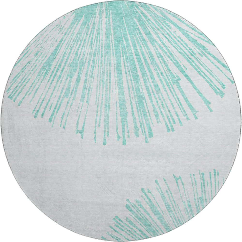 Premium Machine Washable Mayfield  Teal 8' x 8' Round Rug. Picture 1