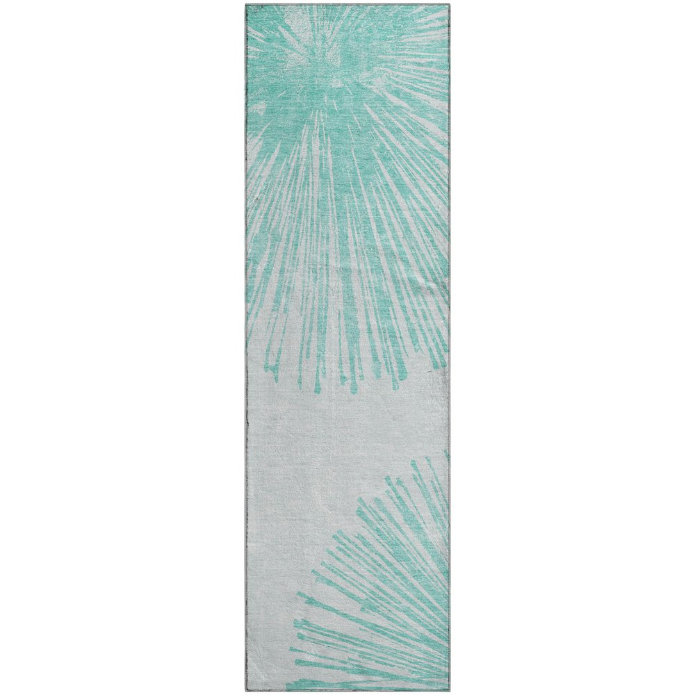 Premium Machine Washable Mayfield  Teal 2'3" x 7'6" Runner Rug. Picture 1