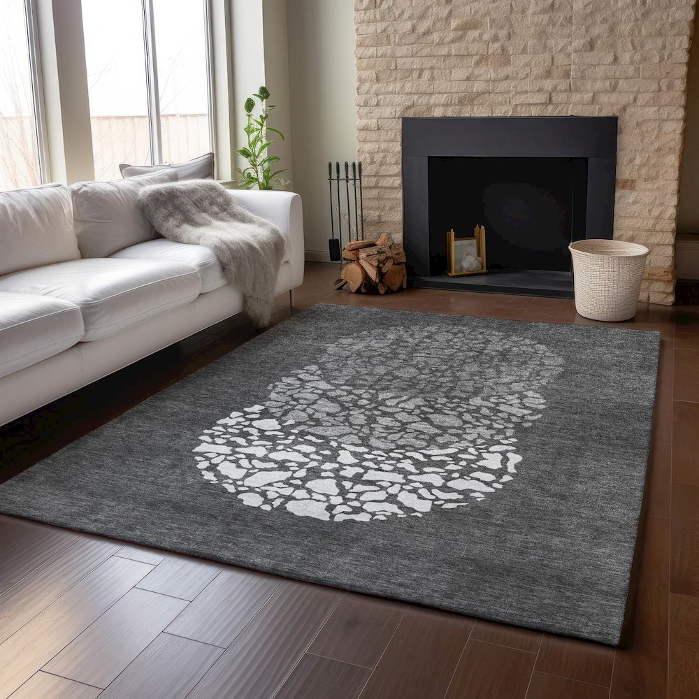 Premium Machine Washable Mayfield  Charcoal 2'6" x 3'10" Rug. Picture 6