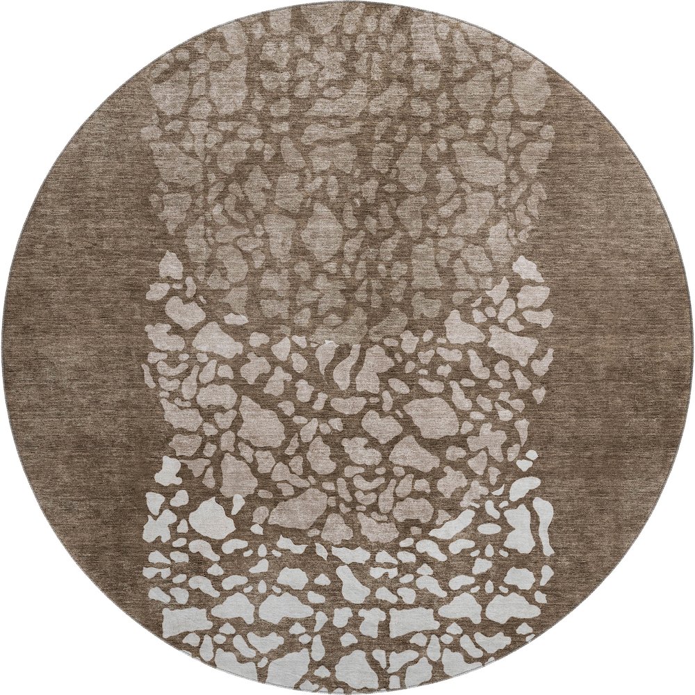 Premium Machine Washable Mayfield  Chocolate 8' x 8' Round Rug. Picture 1