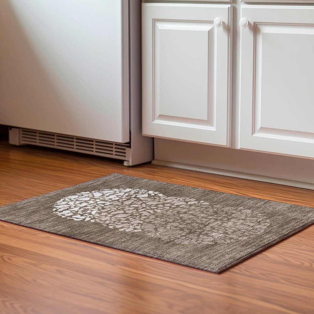 Premium Machine Washable Mayfield  Chocolate 1'8" x 2'6" Rug. Picture 5