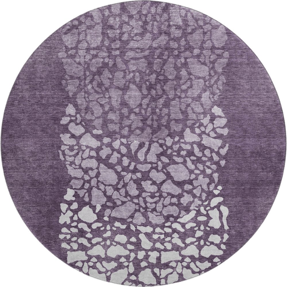 Premium Machine Washable Mayfield  Eggplant 8' x 8' Round Rug. Picture 1