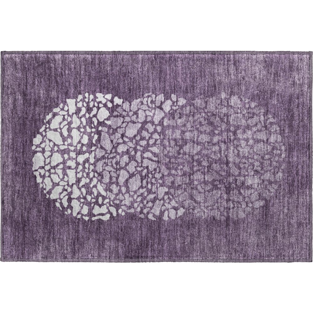 Premium Machine Washable Mayfield  Eggplant 1'8" x 2'6" Rug. Picture 1