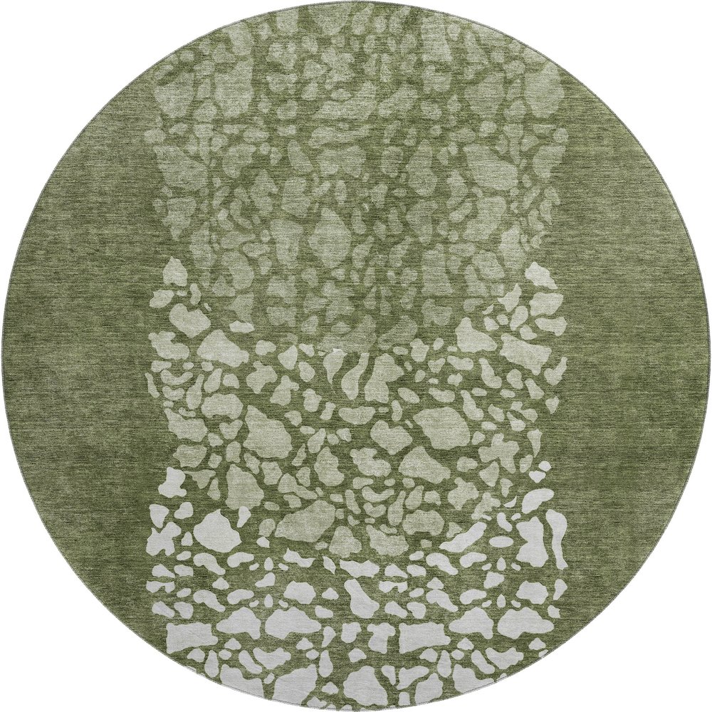 Premium Machine Washable Mayfield  Olive 8' x 8' Round Rug. Picture 1