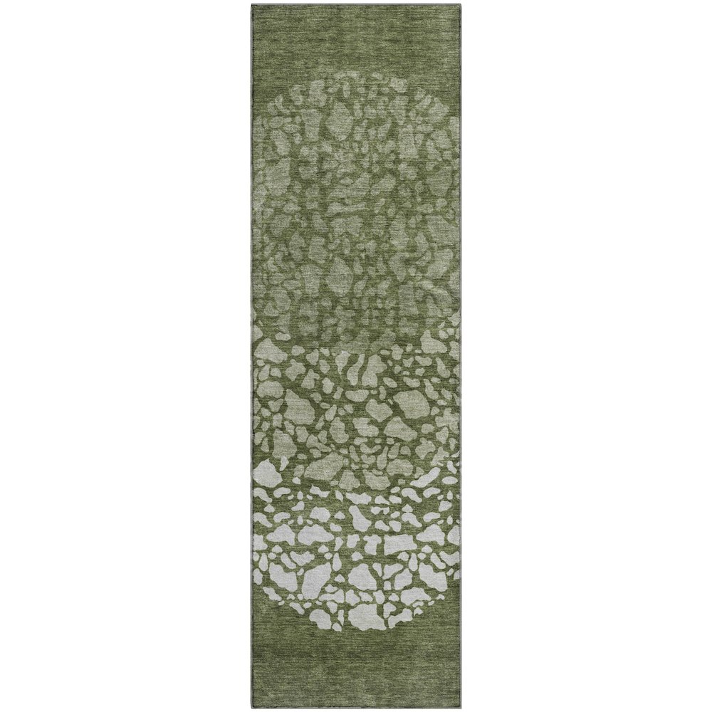 Premium Machine Washable Mayfield  Olive 2'3" x 7'6" Runner Rug. Picture 1
